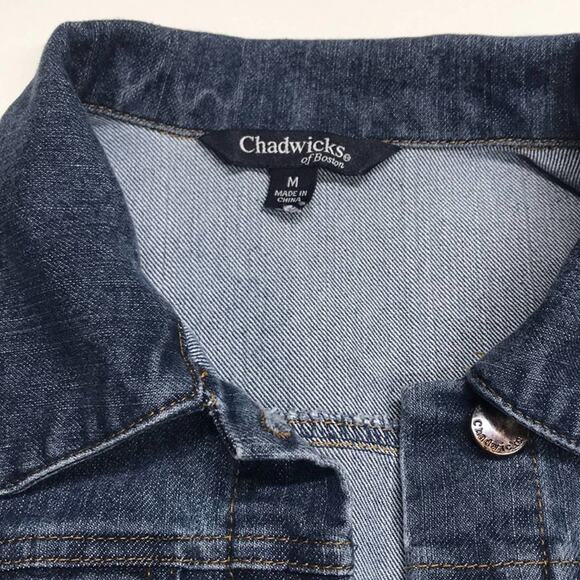 CHADWICKS of BOSTON Womens Medium Blue Jean Jacket - Picture 2 of 2